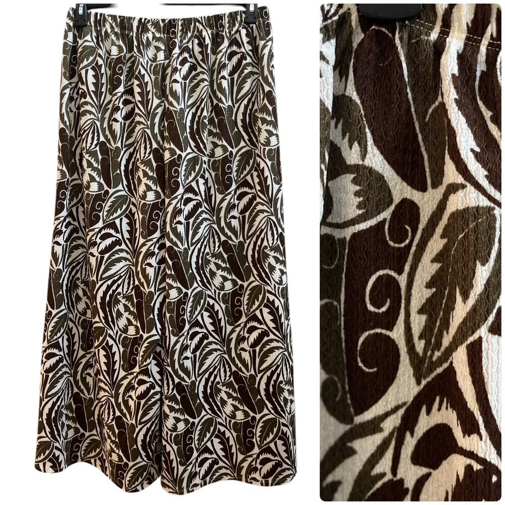 Cato Print Pattern Textured Resort Vacation Wear Front Slit Wide Leg Pant 18/20W